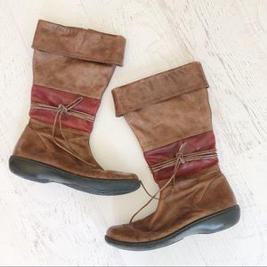 Clarks brown and red leather boots